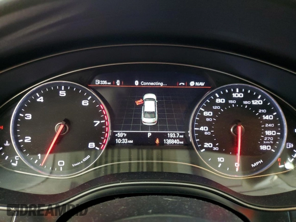 2013 Audi A6 Premium Plus with VIN WAUGGAFC8DN034033, listed as a Copart auction lot 55471895 with 136,840 mi miles and Salvage title. Bid and sale history available at DreamBid. Image 9.