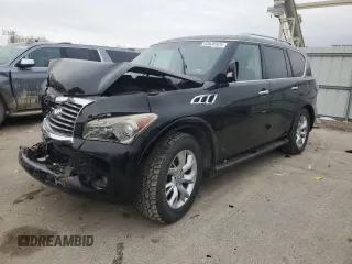 2012 Infiniti QX56 7-passenger with VIN JN8AZ2NEXC9022084, listed as a Copart auction lot 43630925 with 0 mi miles and Salvage Title. Bid and sale history available at carsss.com. Image 1.