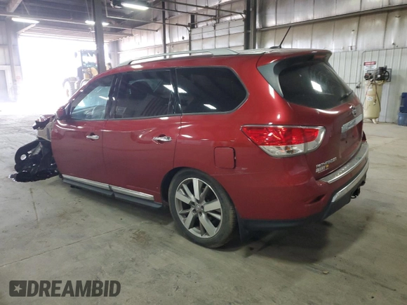 2015 Nissan Pathfinder Platinum with VIN 5N1AR2MN7FC670076, listed as a Copart auction lot 52498125 with 101,993 mi miles and Salvage title. Bid and sale history available at DreamBid. Image 2.