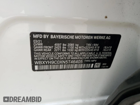 2022 BMW X2 sDrive28i with VIN WBXYH9C0XN5T46405, listed as a Copart auction lot 70291554 with 28,035 mi miles and Salvage Title. Bid and sale history available at carsss.com. Image 16.