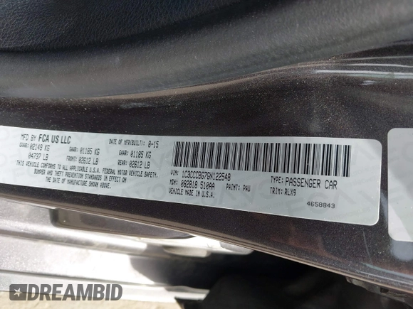 2016 Chrysler 200 S with VIN 1C3CCCBG7GN122548, listed as a IAAI auction lot 41844217 with 127,546 mi miles. Bid and sale history available at carsss.com. Image 9.