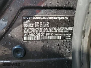 2013 BMW 6 Series 650i with VIN WBA6B2C56DD128455, listed as a Copart auction lot 44652725 with 59,237 mi miles and Clean Title. Bid and sale history available at carsss.com. Image 12.