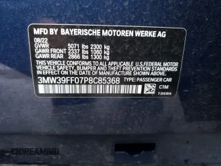 2023 BMW 3 Series 330e with VIN 3MW39FF07P8C85368, listed as a Copart auction lot 45738215 with 16,514 mi miles and Salvage Title. Bid and sale history available at carsss.com. Image 12.