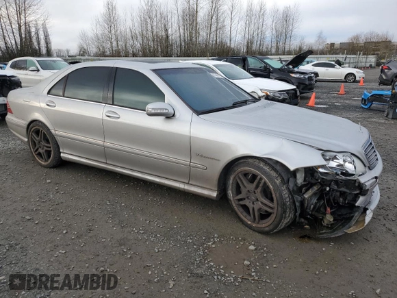 2003 Mercedes-Benz S 55 AMG with VIN WDBNG74J73A357542, listed as a Copart auction lot 87545475 with 76,588 mi miles and Salvage Title. Bid and sale history available at DreamBid. Image 4.