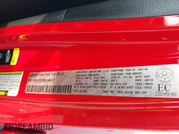 2021 Jeep Gladiator Overland с VIN 1C6HJTFG3ML546177, выставлен на аукционе IAAI как лот 41861900 с пробегом 20 455 миль миль и . История ставок и продаж доступна на DreamBid. Изображение 9.