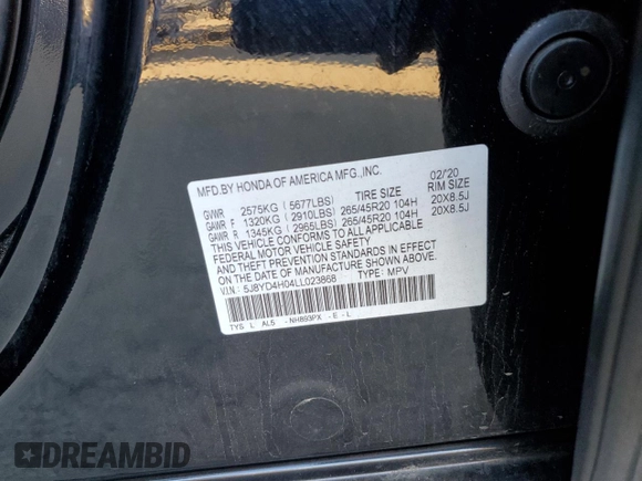 2020 Acura MDX Technology z VIN 5J8YD4H04LL023868, wystawiony jako Copart lot #88157305 z przebiegiem Nie podano mil oraz Szkoda całkowita • Salvage title. Historia ofert i sprzedaży dostępna na DreamBid. Obrazek 13.