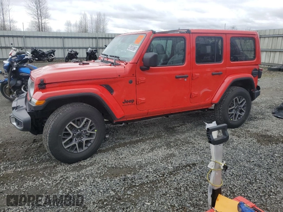 2025 Jeep Wrangler Sahara with VIN 1C4PJXEN0SW506260, listed as a Copart auction lot 46349375 with 2,824 mi miles and Clean Title. Bid and sale history available at DreamBid. Image 1.