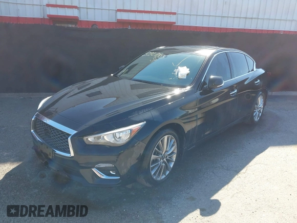 2020 Infiniti Q50 Luxe with VIN JN1EV7AR5LM250864, listed as a IAAI auction lot 40927003 with 57,534 mi miles and . Bid and sale history available at carsss.com. Image 2.