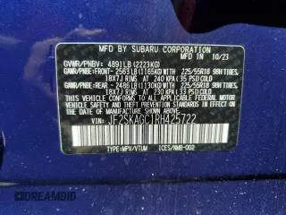 2024 Subaru Forester Sport with VIN JF2SKAGC1RH425722, listed as a Copart auction lot 49426215 with 5,209 mi miles and Salvage Title. Bid and sale history available at carsss.com. Image 14.