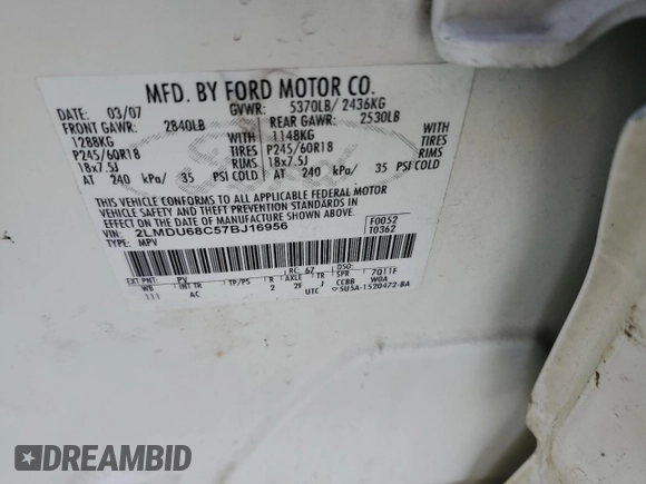 2007 Lincoln MKX with VIN 2LMDU68C57BJ16956, listed as a Copart auction lot 47212525 with 193,608 mi miles and Salvage Title. Bid and sale history available at carsss.com. Image 13.