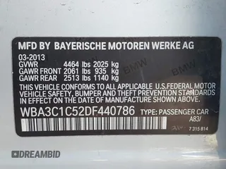 2013 BMW 3 Series 328i with VIN WBA3C1C52DF440786, listed as a IAAI auction lot 40777716 with 171,385 mi miles. Bid and sale history available at carsss.com. Image 9.
