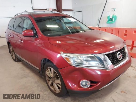 2014 Nissan Pathfinder Platinum с VIN 5N1AR2MM5EC727266, выставлен на аукционе IAAI как лот 41494420 с пробегом 214 646 миль миль и . История ставок и продаж доступна на DreamBid. Изображение 1.