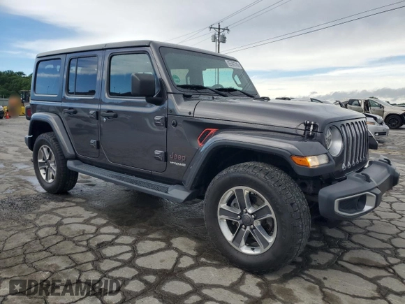2018 Jeep Wrangler Unlimited Sahara z VIN 1C4HJXEG8JW112042, wystawiony jako Copart lot #55596745 z przebiegiem 75 096 mil mil oraz Szkoda całkowita • Salvage title. Historia ofert i sprzedaży dostępna na DreamBid. Obrazek 4.