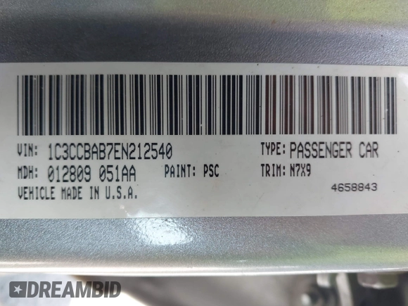 2014 Chrysler 200 LX with VIN 1C3CCBAB7EN212540, listed as a IAAI auction lot 42037247 with 207,670 mi miles. Bid and sale history available at carsss.com. Image 9.