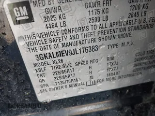 2018 GMC Terrain SLE with VIN 3GKALMEV9JL176383, listed as a IAAI auction lot 36237365 with 26,919 mi miles and . Bid and sale history available at carsss.com. Image 9.