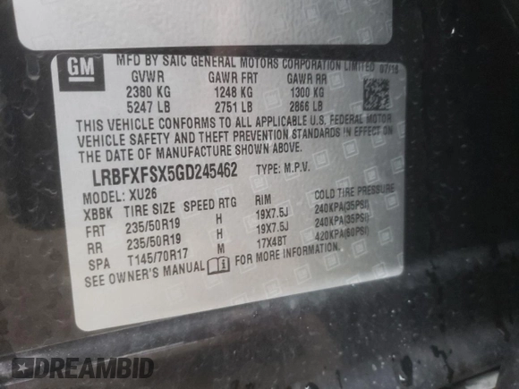 2016 Buick Envision Premium II with VIN LRBFXFSX5GD245462, listed as a Copart auction lot 80912174 with 59,457 mi miles and Salvage Title. Bid and sale history available at carsss.com. Image 13.