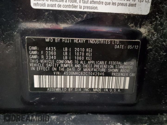 2012 Subaru Legacy Premium with VIN 4S3BMAC62C1042946, listed as a Copart auction lot 41381245 with 143,098 mi miles and Salvage title. Bid and sale history available at DreamBid. Image 13.