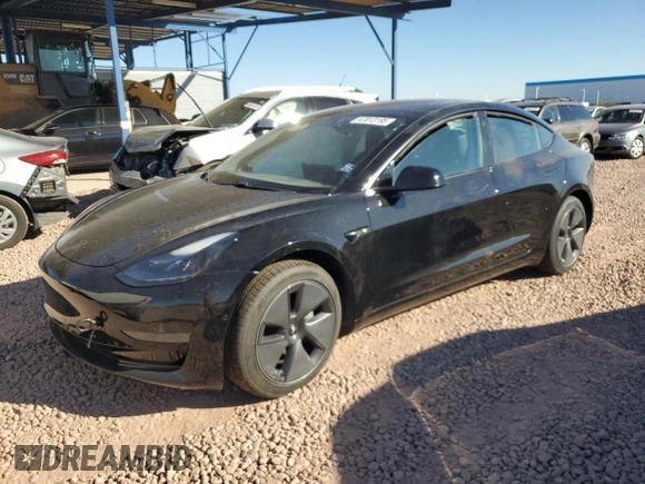 2021 Tesla Model 3 Standard Range Plus with VIN 5YJ3E1EA3MF996701, listed as a Copart auction lot 47013195 with 34,177 mi miles and Salvage Title. Bid and sale history available at carsss.com. Image 1.