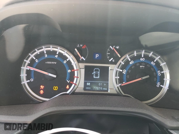 2019 Toyota 4Runner SR5 with VIN JTEBU5JR5K5704574, listed as a Copart auction lot 48764195 with 77,874 mi miles and Salvage title. Bid and sale history available at DreamBid. Image 9.
