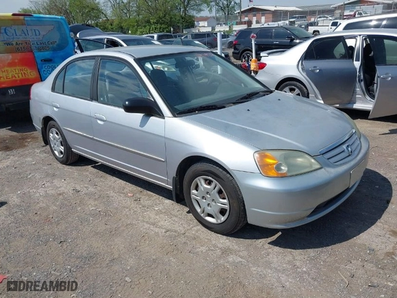 2002 Honda Civic LX with VIN 1HGES16672L068736, listed as a IAAI auction lot 41974936 with 92,211 mi miles. Bid and sale history available at carsss.com. Image 1.