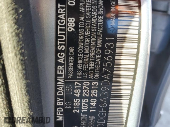 2013 Mercedes-Benz C 300 Sport with VIN WDDGF8AB9DA756931, listed as a Copart auction lot 80746344 with 86,982 mi miles and Salvage title. Bid and sale history available at DreamBid. Image 12.
