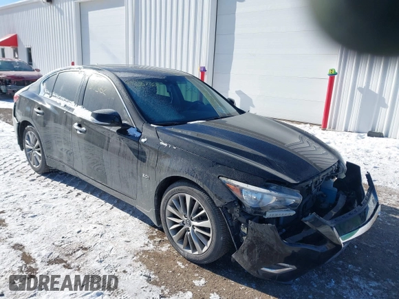 2018 Infiniti Q50 3.0t LUXE with VIN JN1EV7AR5JM445635, listed as a IAAI auction lot 41287362 with 58,703 mi miles. Bid and sale history available at carsss.com. Image 1.