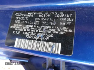 2013 Hyundai Accent SE z VIN KMHCU5AE7DU085650, wystawiony jako IAAI lot #42082694 z przebiegiem 115 506 mil mil oraz . Historia ofert i sprzedaży dostępna na DreamBid. Obrazek 9.