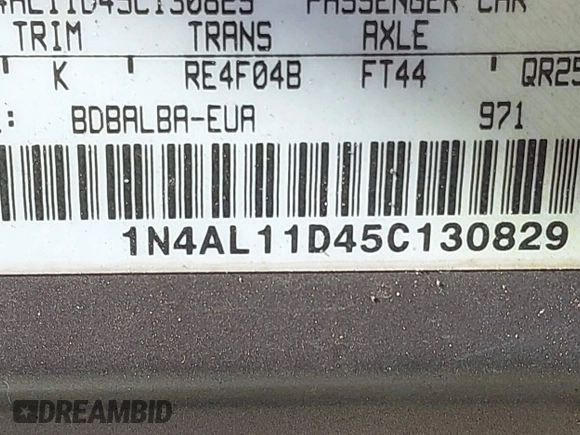 2005 Nissan Altima 2.5 S with VIN 1N4AL11D45C130829, listed as a IAAI auction lot 41828519 with 1 mi miles. Bid and sale history available at carsss.com. Image 9.