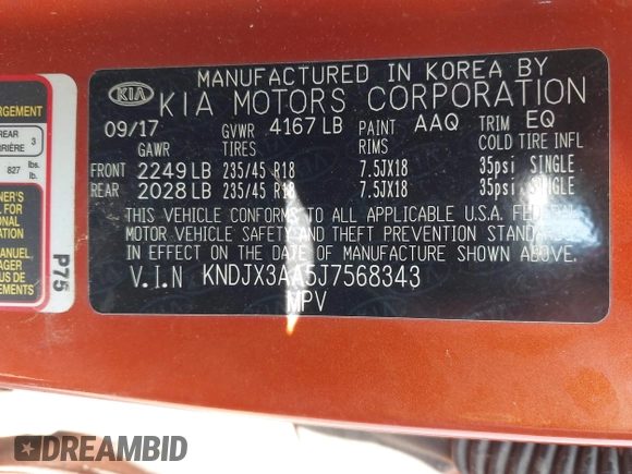 2018 Kia Soul ! with VIN KNDJX3AA5J7568343, listed as a IAAI auction lot 42086485 with 183,369 mi miles. Bid and sale history available at carsss.com. Image 9.