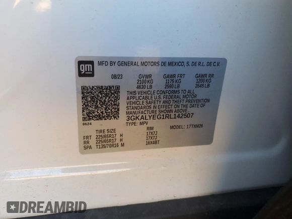 2024 GMC Terrain AT4 with VIN 3GKALYEG1RL142507, listed as a Copart auction lot 75747674 with 20,815 mi miles and Salvage Title. Bid and sale history available at DreamBid. Image 16.