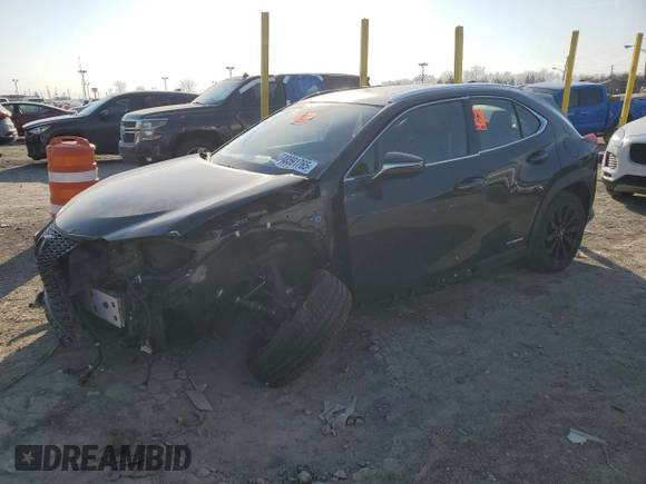 2021 Lexus UX with VIN JTHR9JBH4M2053802, listed as a Copart auction lot 48591765 with 46,150 mi miles and Salvage Title. Bid and sale history available at carsss.com. Image 1.