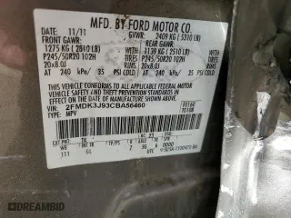 2012 Ford Edge SEL with VIN 2FMDK3J93CBA56460, listed as a Copart auction lot 48844195 with 207,814 mi miles and Salvage Title. Bid and sale history available at carsss.com. Image 13.