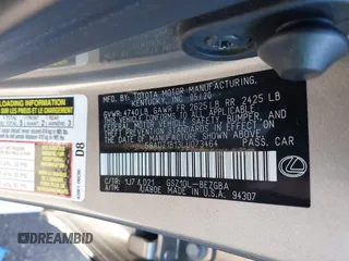 2020 Lexus ES with VIN 58ADZ1B13LU073464, listed as a IAAI auction lot 41195303 with 57,991 mi miles. Bid and sale history available at carsss.com. Image 9.