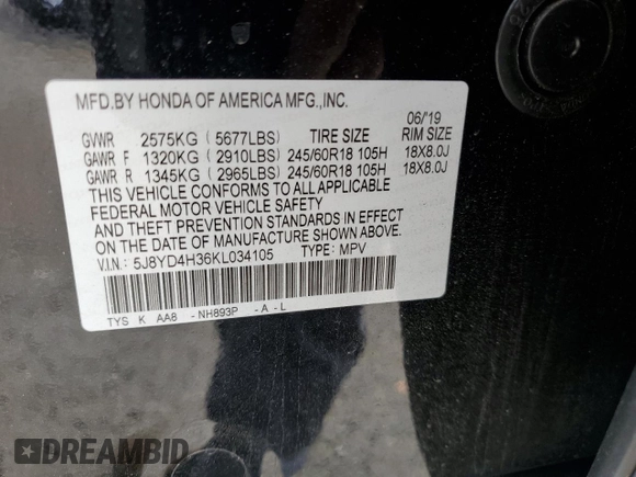 2019 Acura MDX with VIN 5J8YD4H36KL034105, listed as a Copart auction lot 49716863 with 32,667 mi miles. Bid and sale history available at carsss.com. Image 14.