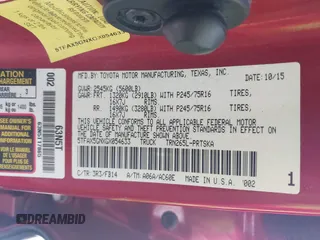2016 Toyota Tacoma SR5 with VIN 5TFAX5GNXGX054633, listed as a IAAI auction lot 42088863 with 105,184 mi miles and . Bid and sale history available at DreamBid. Image 9.