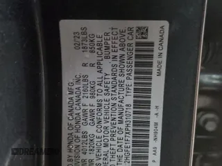 2023 Honda Civic Sedan EX with VIN 2HGFE1F7XPH310718, listed as a Copart auction lot 49597595 with 19,227 mi miles and Salvage Title. Bid and sale history available at carsss.com. Image 12.