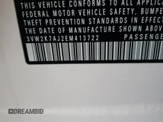 2014 Volkswagen Jetta S z VIN 3VW2K7AJ2EM413722, wystawiony jako Copart lot #61877505 z przebiegiem Nie podano mil oraz Szkoda całkowita • Salvage title. Historia ofert i sprzedaży dostępna na DreamBid. Obrazek 12.
