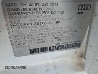 2015 Audi allroad Premium Plus with VIN WA1UFAFL1FA105098, listed as a Copart auction lot 84043034 with 142,311 mi miles and Salvage Title. Bid and sale history available at carsss.com. Image 12.