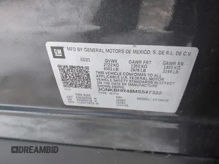 2021 Chevrolet Blazer LT z VIN 3GNKBHR48MS547322, wystawiony jako IAAI lot #41329653 z przebiegiem 82 867 mil mil oraz . Historia ofert i sprzedaży dostępna na DreamBid. Obrazek 9.