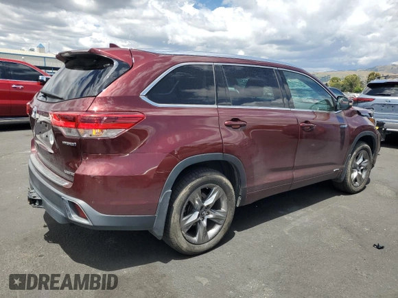 2017 Toyota Highlander Hybrid Limited with VIN 5TDDGRFH4HS022168, listed as a Copart auction lot 56943285 with 114,250 mi miles and Salvage title. Bid and sale history available at DreamBid. Image 3.