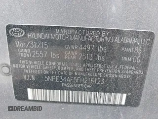 2015 Hyundai Sonata Sport with VIN 5NPE34AF5FH216123, listed as a IAAI auction lot 42271866 with 85,346 mi miles and . Bid and sale history available at DreamBid. Image 9.