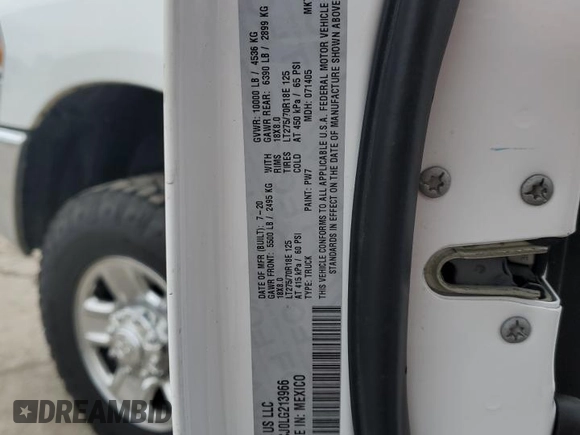 2020 Ram 2500 Tradesman with VIN 3C6UR5CJ0LG213966, listed as a Copart auction lot 56975045 with 53,035 mi miles and Salvage title. Bid and sale history available at DreamBid. Image 12.