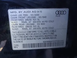2015 Audi Q7 3.0L TDI Prestige with VIN WA1WMAFE2FD022262, listed as a IAAI auction lot 41969144 with 271,507 mi miles. Bid and sale history available at carsss.com. Image 9.