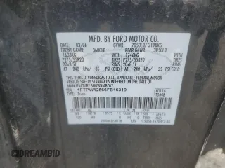 2006 Ford F-150 XLT with VIN 1FTPW12566FB16319, listed as a Copart auction lot 56421535 with 159,628 mi miles and Salvage title. Bid and sale history available at DreamBid. Image 12.