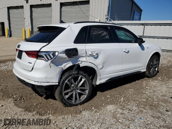 2021 Audi Q3 S line Premium Plus with VIN WA1EECF38M1041061, listed as a Copart auction lot 46298345 with 87,225 mi miles and Clean Title. Bid and sale history available at carsss.com. Image 3.