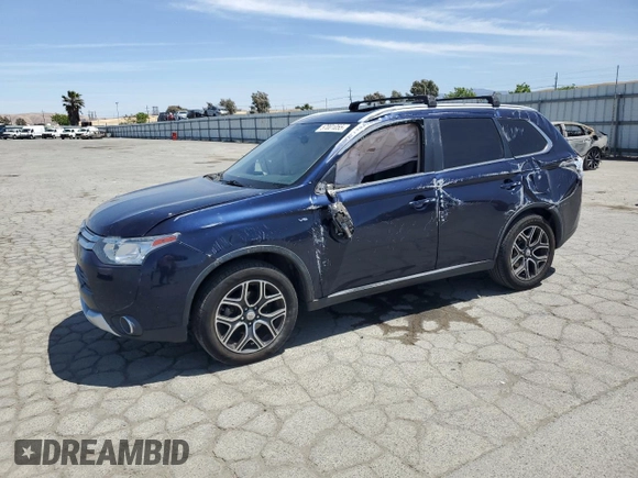 2015 Mitsubishi Outlander GT z VIN JA4JZ4AX3FZ014129, wystawiony jako Copart lot #57001055 z przebiegiem 99 460 mil mil oraz Szkoda całkowita • Salvage title. Historia ofert i sprzedaży dostępna na DreamBid. Obrazek 1.