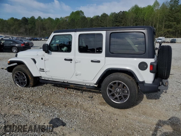 2021 Jeep Wrangler Unlimited Sport S with VIN 1C4HJXDG0MW766863, listed as a Copart auction lot 52681455 with 53,693 mi miles and Salvage title. Bid and sale history available at DreamBid. Image 2.