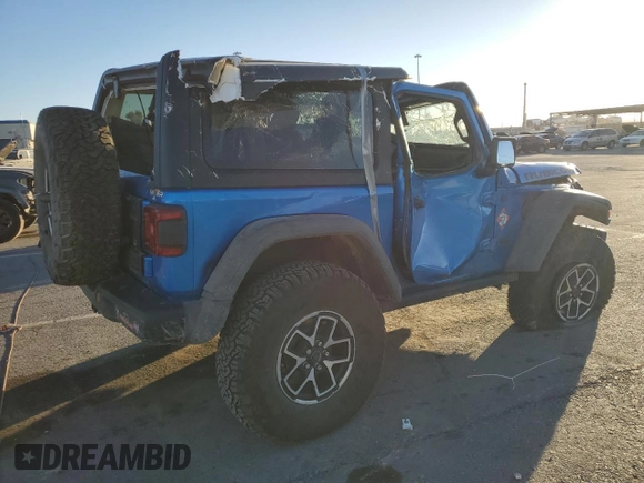 2024 Jeep Wrangler Rubicon z VIN 1C4PJXCG1RW298288, wystawiony jako Copart lot #81371914 z przebiegiem 4 445 mil mil oraz Szkoda całkowita • Salvage title. Historia ofert i sprzedaży dostępna na DreamBid. Obrazek 3.