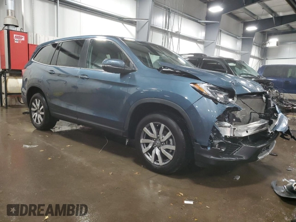 2021 Honda Pilot EX-L with VIN 5FNYF6H53MB095651, listed as a Copart auction lot 43171055 with 35,869 mi miles and Salvage Title. Bid and sale history available at DreamBid. Image 4.