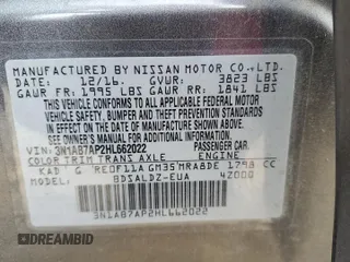 2017 Nissan Sentra SV with VIN 3N1AB7AP2HL662022, listed as a Copart auction lot 44387295 with 146,186 mi miles and Salvage Title. Bid and sale history available at carsss.com. Image 14.